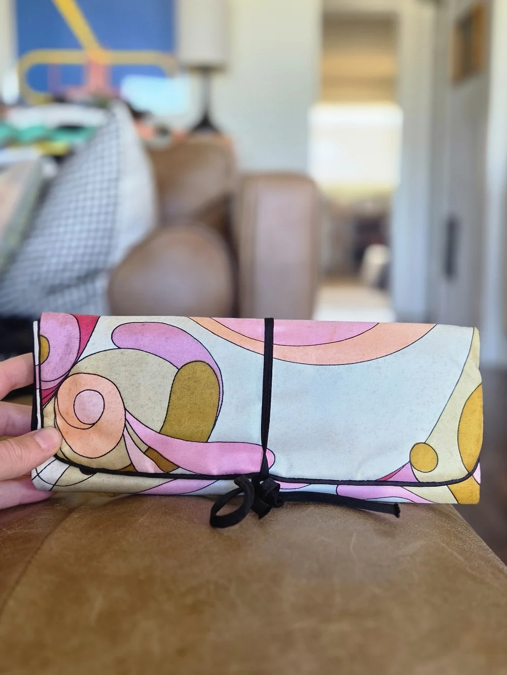 Vintage 60s 70s Pucci Psychadelic Style Foldover Jewelry Bag or Clutch